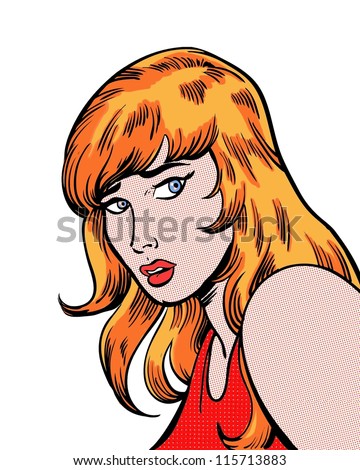 Comic pop art illustration of a worried young woman