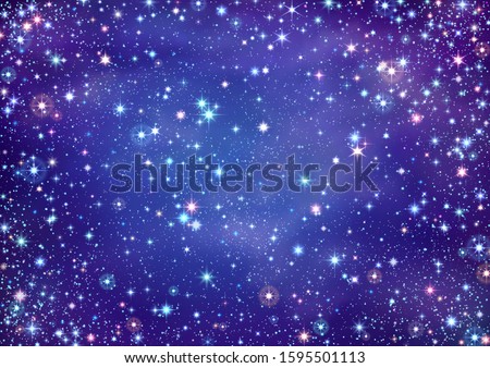 Illustration of starry sky with colorful stars, EPS 10 contains transparency.