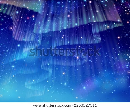 Illustration Aurora on starry sky with colorful stars, EPS 10 contains transparency.