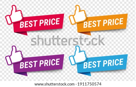 Best Price Labels Set Isolated Transparent Background With Gradient Mesh, Vector Illustration