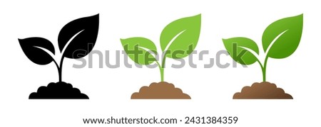 Sprout Logo Set Isolated White backgroud , Vector Illustration