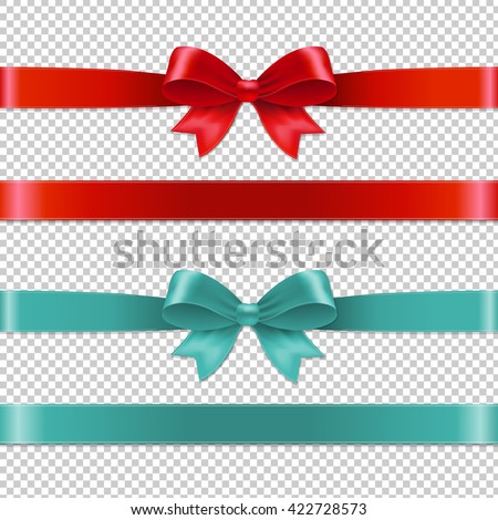 Color Bows Collection, Isolated on Transparent Background, With Gradient Mesh, Vector Illustration