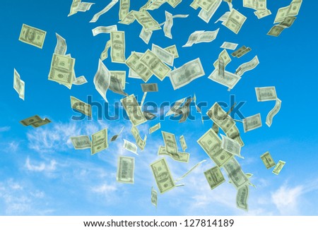 money falling from sky