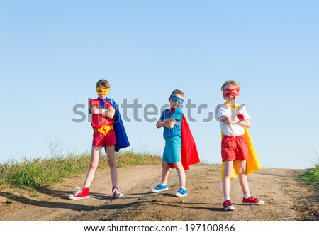 kids acting like a superhero
