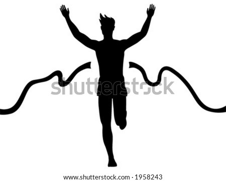 Silhouette Of A Man Running Across The Finish Line Stock Vector 1958243 ...