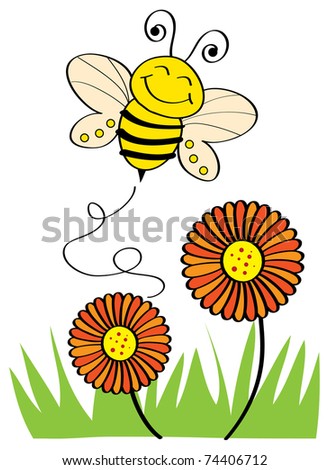 Bee Flying Stock Vector 74406712 : Shutterstock