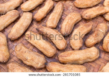 Banana sun-dried is good and simple for preservation food method.