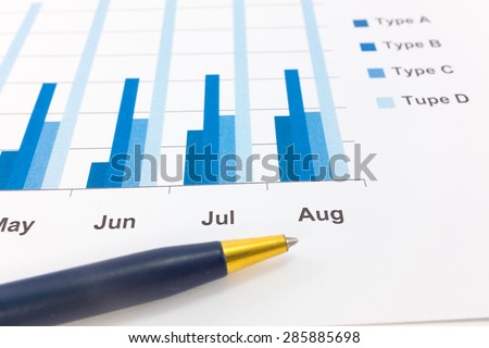 Financial paper charts and graphs point to August.