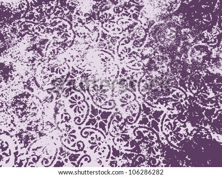 Geometric, abstract, vintage, retro, grungy, arabesque ornamented tile in violet and purple. Good for islamic, arabian, middle east, scrapbooking, damask, abstract or interior design.