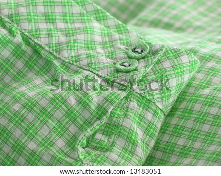 Close up of a checkered shirt cuff. Series - green. More fabrics in my port.
