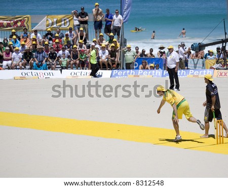 australia vs new zealand beach cricket game in Perth Australia jan 2008