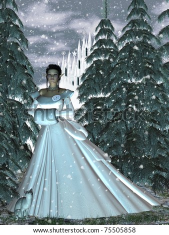 Circe Nymph Snow Queen a fairy princess walking through the winter  forest