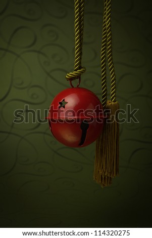 Hanging Red Bell with Gold Rope