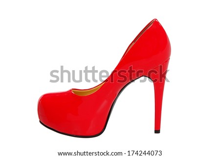 red high heeled woman shoe isolated on white background