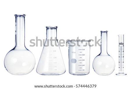 Image, Stock Photo Glass flasks in chemical laboratory