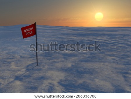 North Pole snow and ice, flag