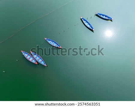 Similar – Image, Stock Photo Boat moored on lakeside in mountains