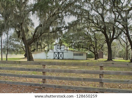 A quaint and stylish barn on a horse farm in the Low Country of South Carolina.