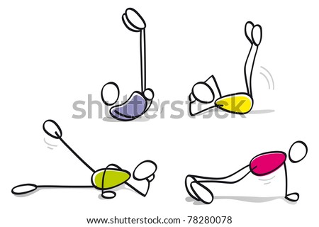 Funny Guys Doing Doing Physical Exercise Stock Vector Illustration ...