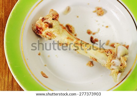Gnawed turkey leg on a plate