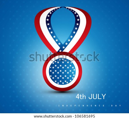 4th July badge ribbon of American independence day