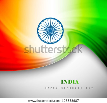 Indian flag background with creative wave colorful design
