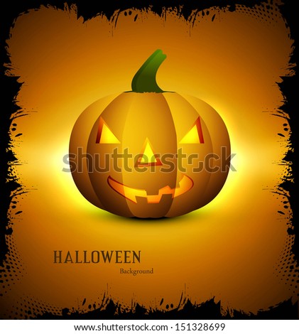 Halloween Scary yellow single pumpkins bright colorful  background