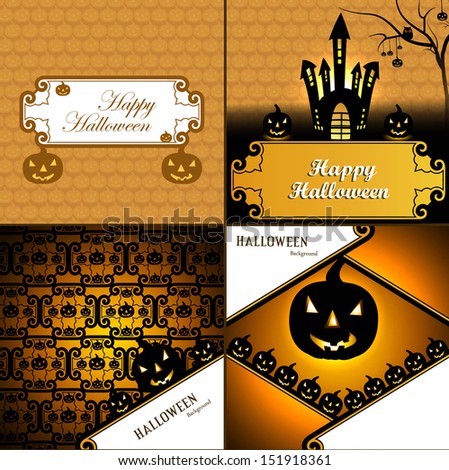 Halloween card four collection presentation bright colorful background vector illustration