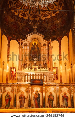 Decoration at altar of Armenian Church Interior