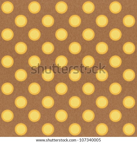 Paper texture seamless sun pattern on brown background