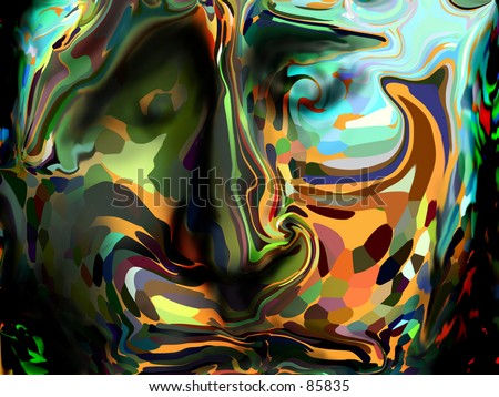 Digitally painted face color rainbow art abstract portrate man shadow sad