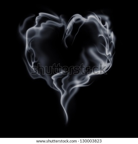 Smoke Makes The Shape Of Heart Symbol On Black Background Stock Photo ...