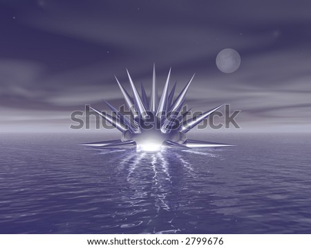 abstract thing swims on the water - 3d illustration