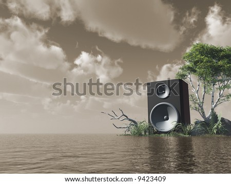 loudspeaker at the ocean - 3d illustration