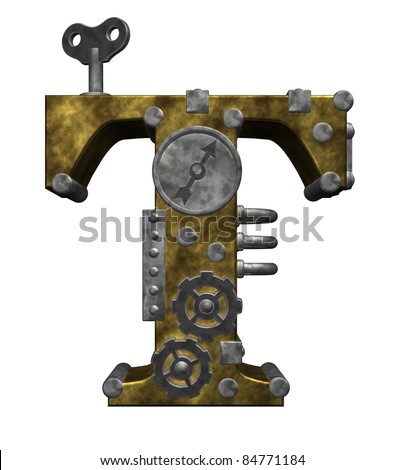 Steampunk Letter T On White Background - 3d Illustration - 84771184 ...