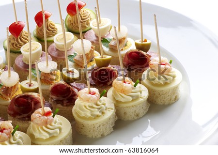 Different sort of canape for a self service buffet Stock fotó © 