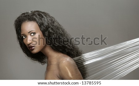 woman wrapped in plastic wrap