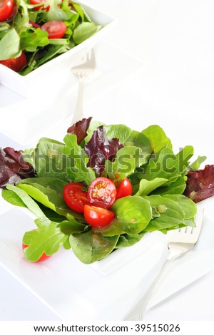 fresh garden salad on white