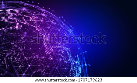Connection lines Globe. Background with Light Effect. Global International Connectivity Background. 3D illustration.