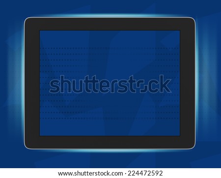 illustration of tablet framed blue light lines