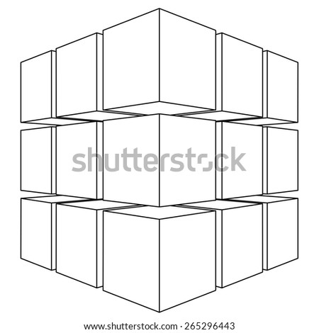 Wireframe mesh outline cube. Vector Illustration EPS10.