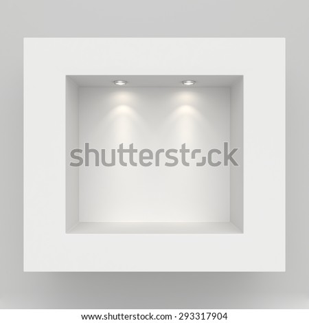Boutique in the top wall with light sources. 3d render