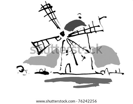 Dutch Windmill Stock Vector Illustration 76242256 : Shutterstock