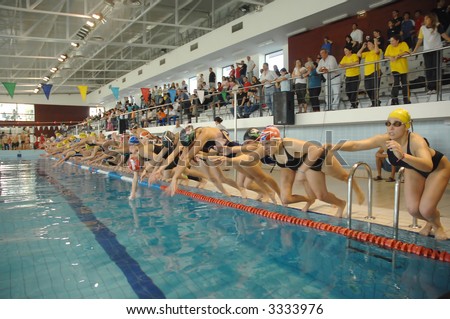 swimming competition - inside pool - Australian courier women