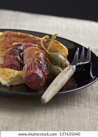 Classic British dish, toad in the hole.