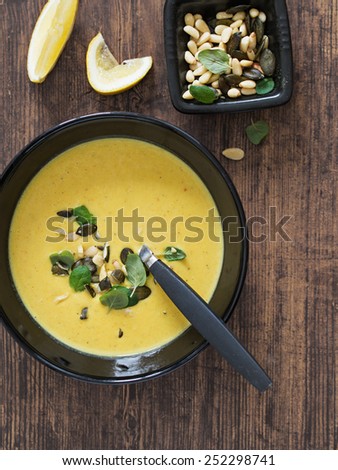 Creamy Vegetable Soup. Shallow Depth of Field.