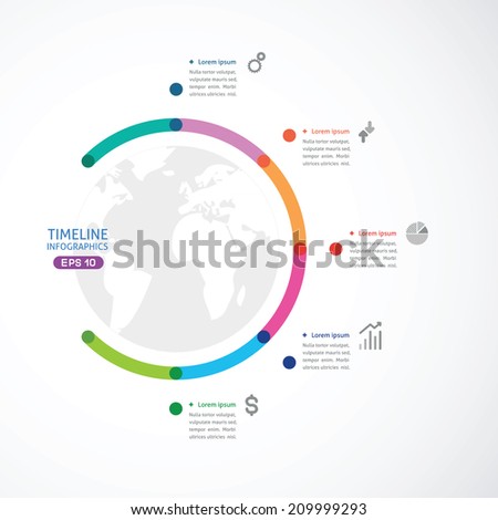 colorful round off timeline with five points