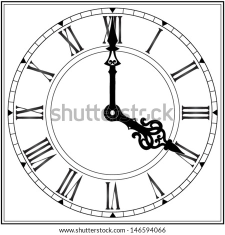elegant roman numeral clock / vector illustration