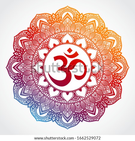 om symbol on color ornamental mandala