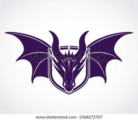 dragon head winged heraldry logo